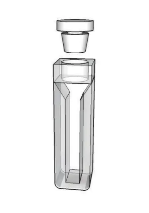 Semi-micro cuvette with frosted walls and stopper